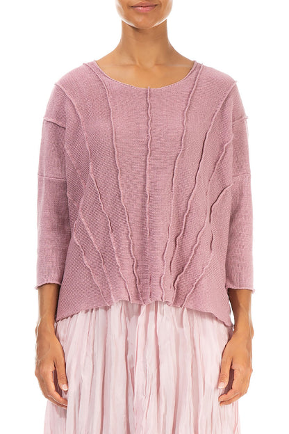 Wavy Stitch Mauve Pink Linen Jumper 1