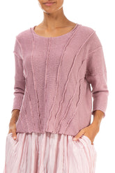 Wavy Stitch Mauve Pink Linen Jumper 3