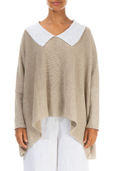 White Collar Natural Linen Jumper 1