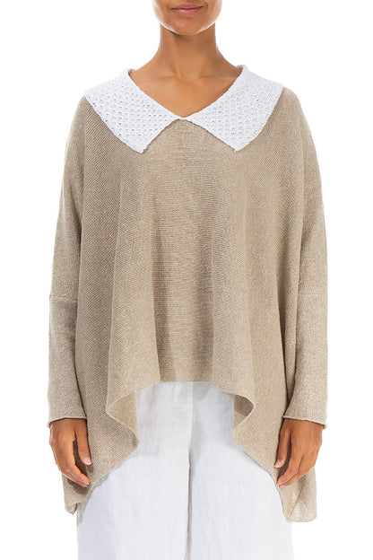 White Collar Natural Linen Jumper 1