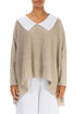 White Collar Natural Linen Jumper 1