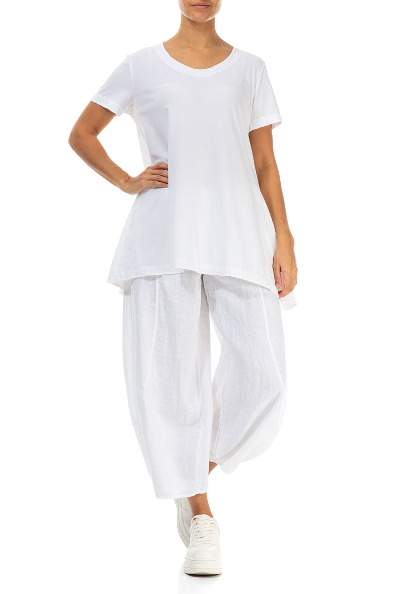 White Cotton Jersey Tunic Top 4