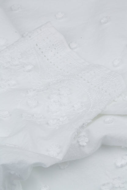 White Floral Embroidered Cotton Blouse
