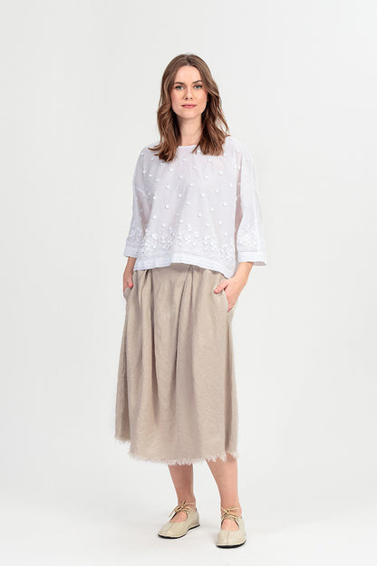 White Floral Embroidered Cotton Blouse