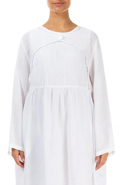Veste superposée en lin de gaze blanche