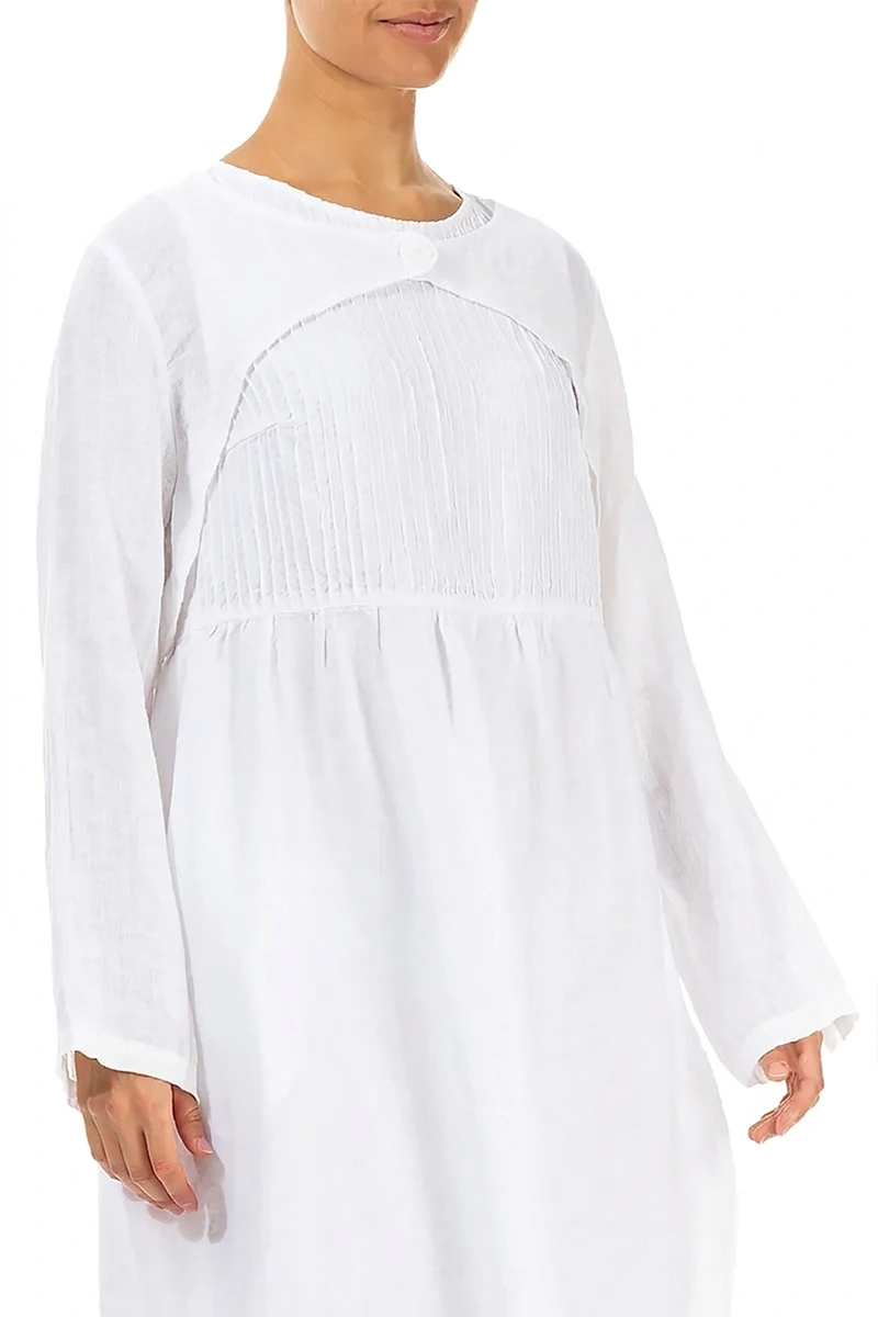 Veste superposée en lin de gaze blanche