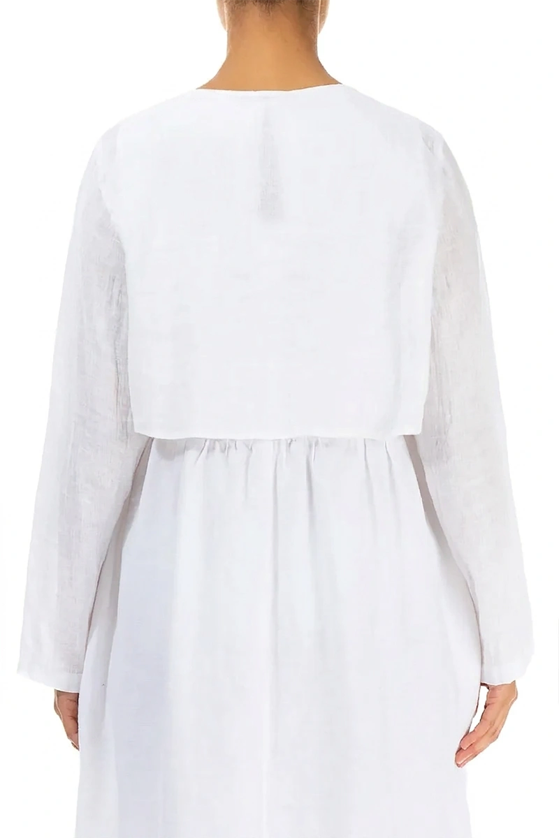 Veste superposée en lin de gaze blanche