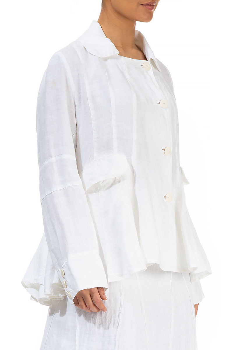 White Peplum Linen Jacket 3