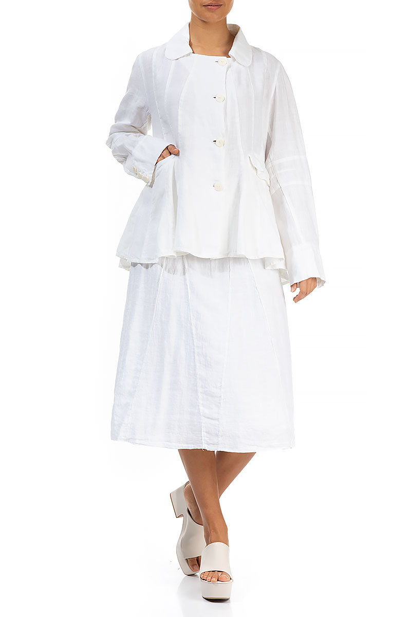 White Peplum Linen Jacket 4