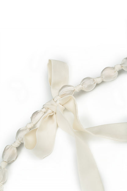 White Silk Fine Bead Necklace 5