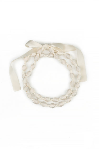 White Silk Fine Bead Necklace 4
