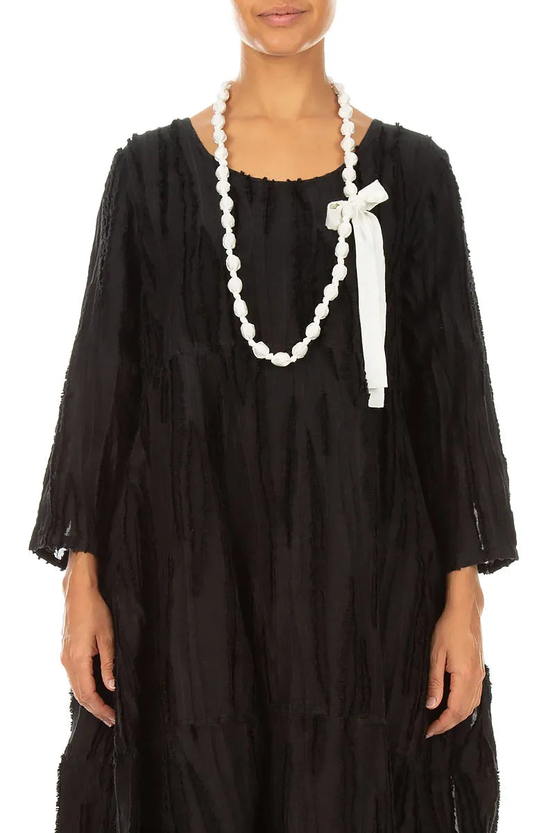 White Silk Fine Bead Necklace 1