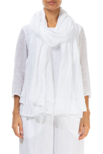 White Soft Gauze Linen Scarf 1