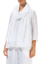 White Soft Gauze Linen Scarf 3