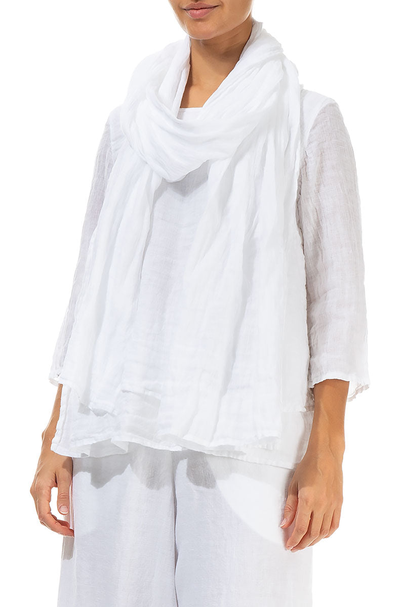 White Soft Gauze Linen Scarf 3