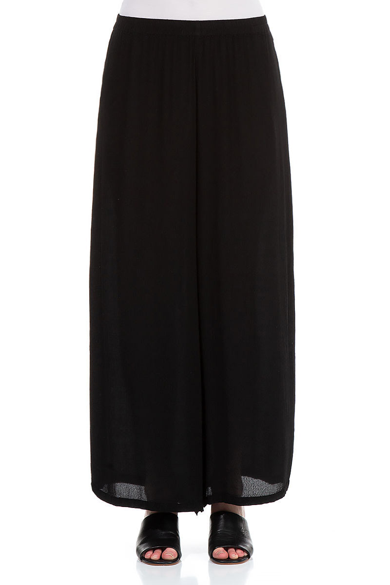 Wide Black Viscose Trousers 1