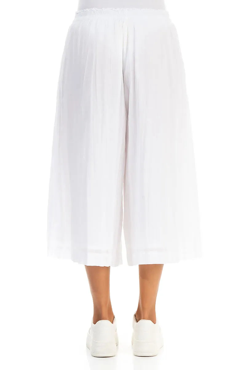 Wide-Leg White Crumpled Cotton Culottes 2