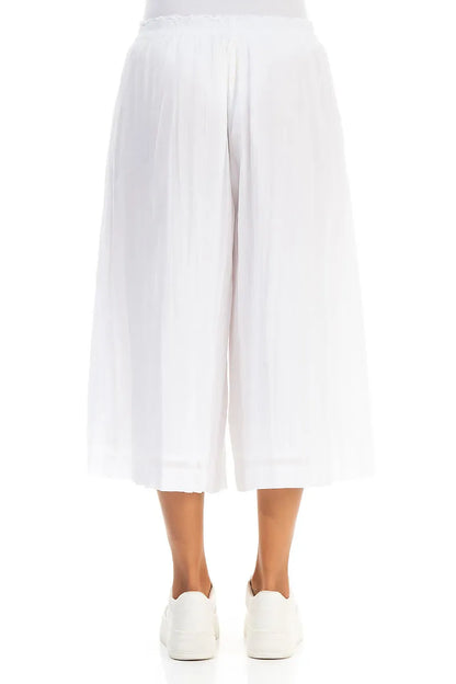 Wide-Leg White Crumpled Cotton Culottes 2