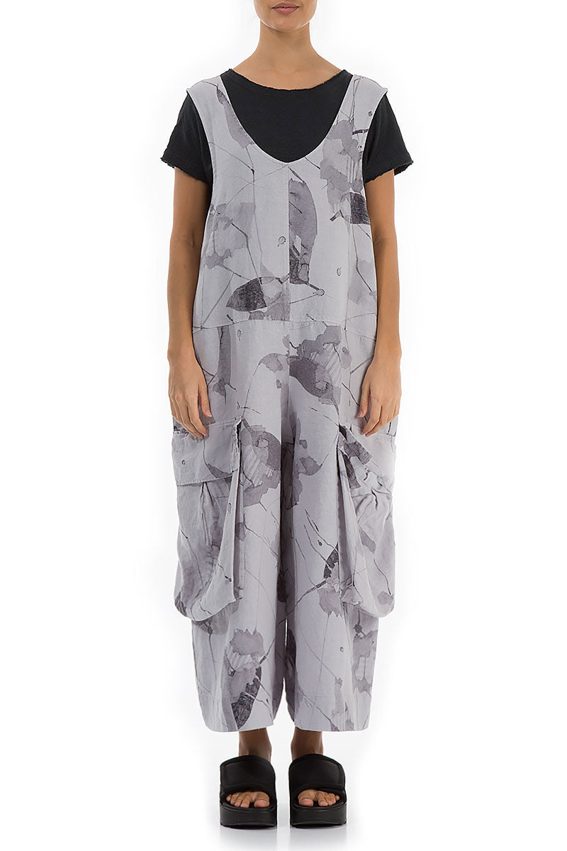 Wide Loose Lilac Grey Mirage Linen Jumpsuit 1