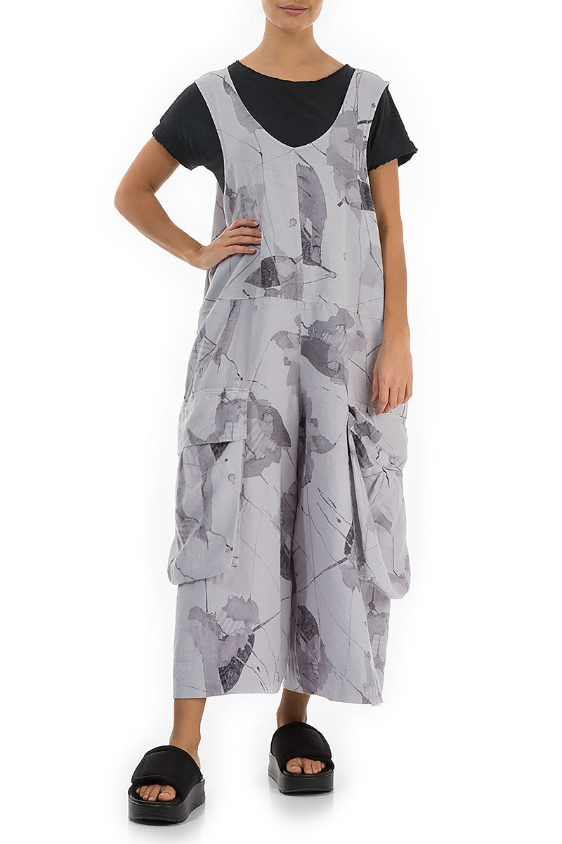 Wide Loose Lilac Grey Mirage Linen Jumpsuit 6