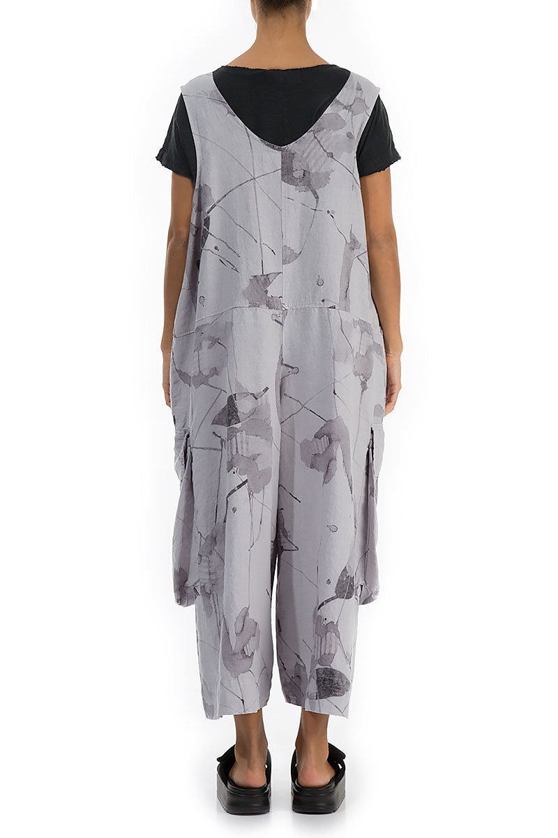 Wide Loose Lilac Grey Mirage Linen Jumpsuit 2