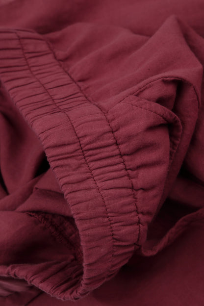 Wide Antique Ruby Crumpled Cotton Trousers 4