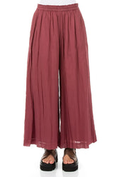 Wide Antique Ruby Crumpled Cotton Trousers 1