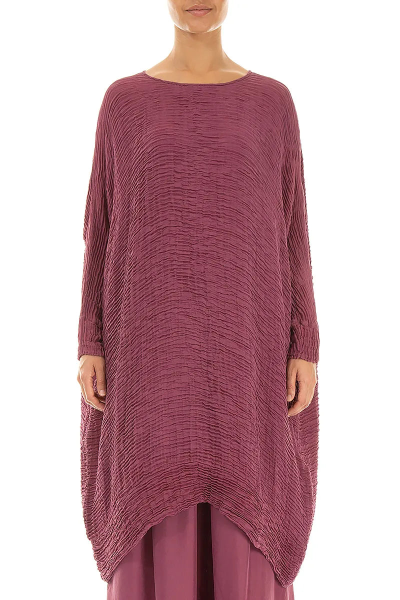 Wide Antique Ruby Plissé Silk Kaftan Dress