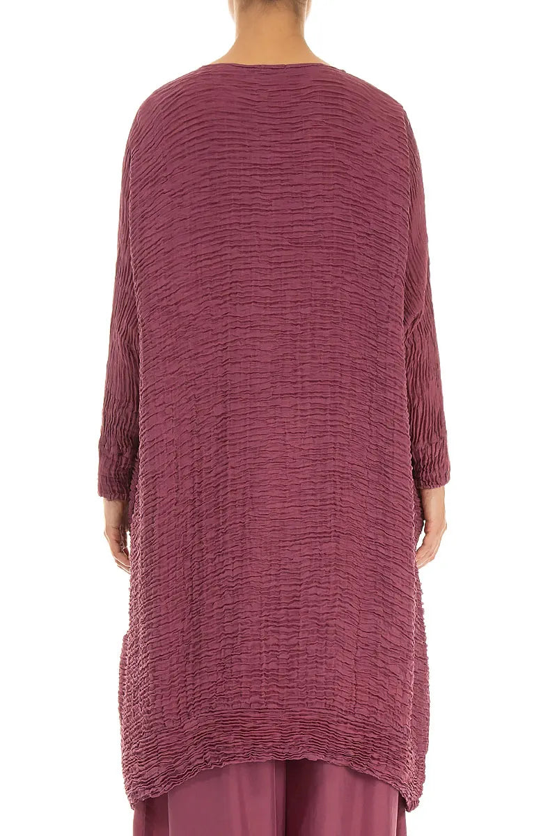 Robe Kaftan Antique Ample en Soie Plissée Rubis
