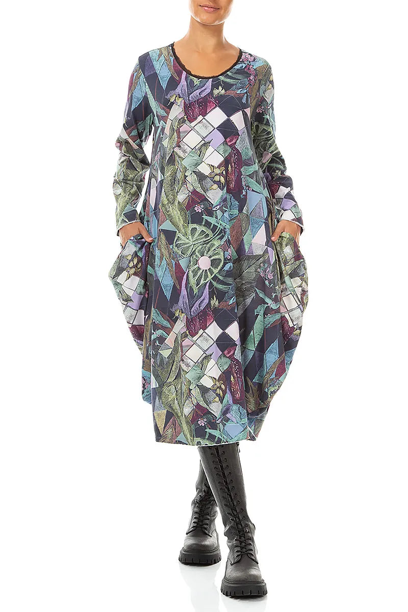Wide Art Mosaic Cotton Dress 4
