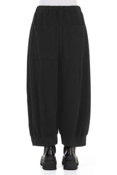 Wide Black Cotton Jersey Trousers 2