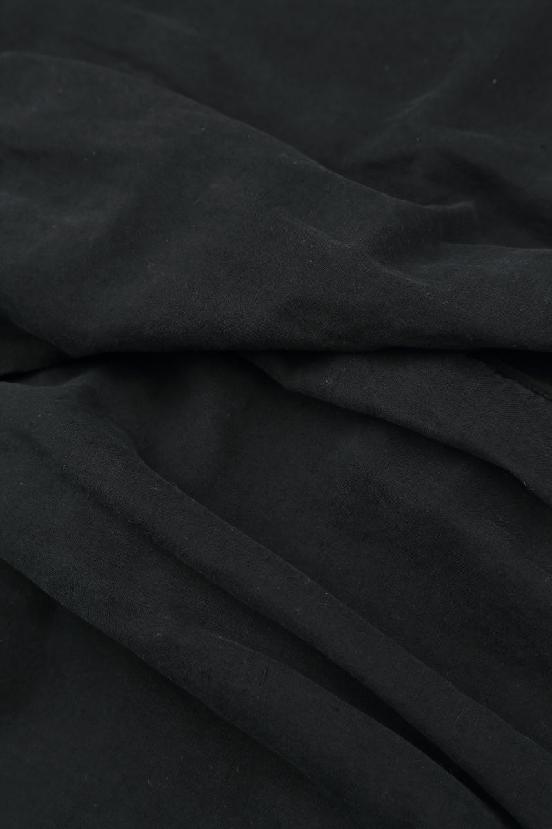 Wide Black Crumpled Cotton Trousers 5