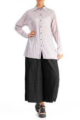 Wide Black Crumpled Cotton Trousers 4