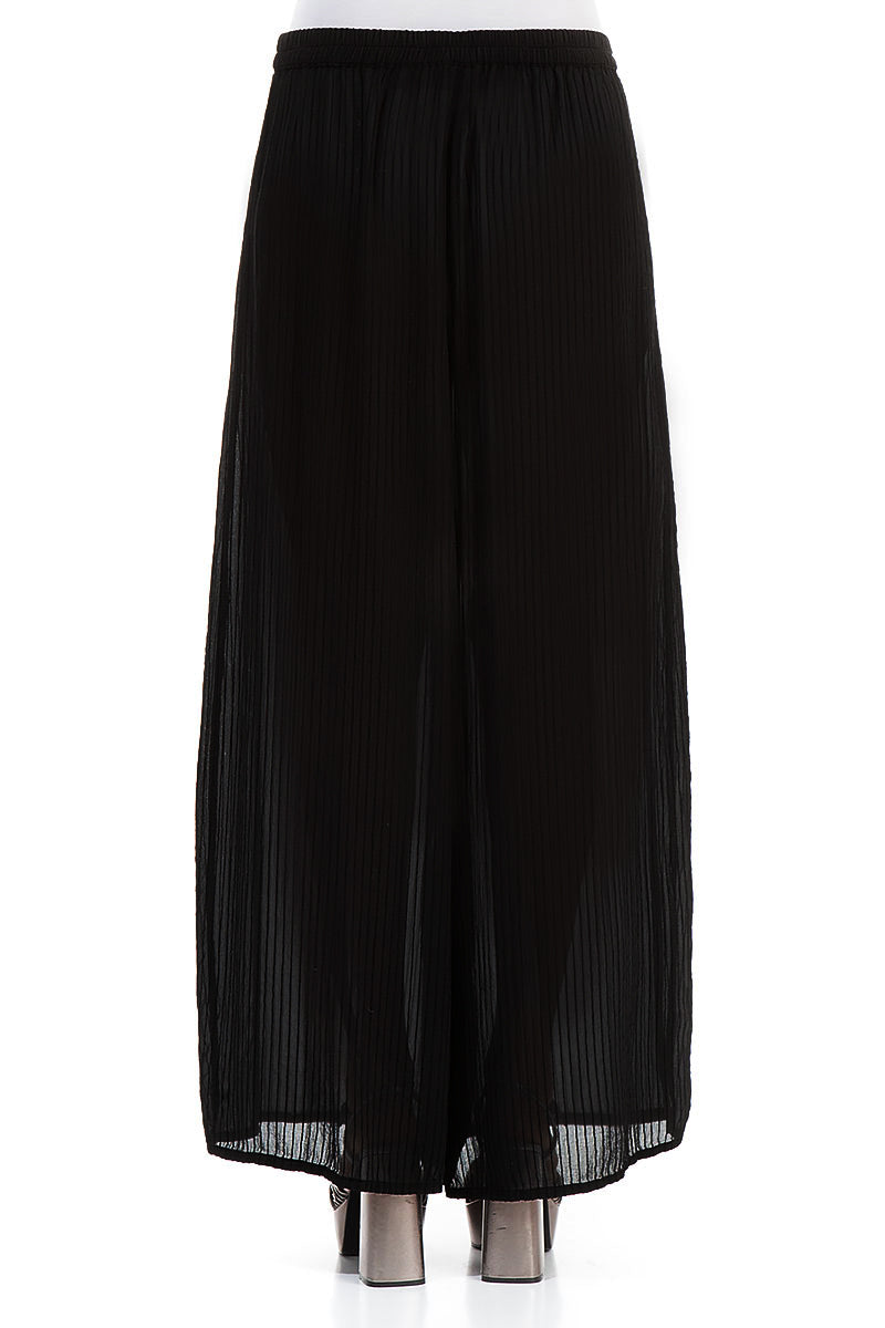Wide Black Silk Viscose Trousers 2