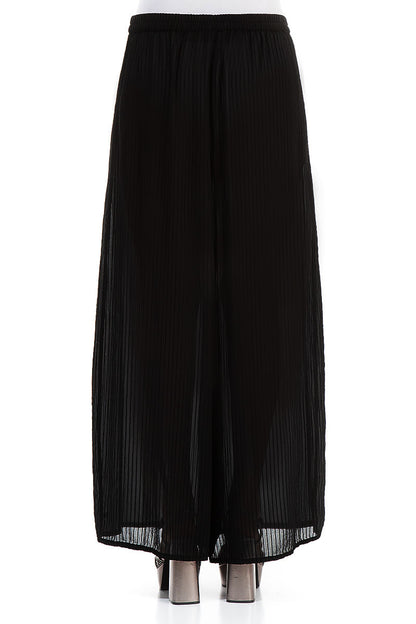 Wide Black Silk Viscose Trousers 2