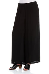 Wide Black Viscose Trousers 3