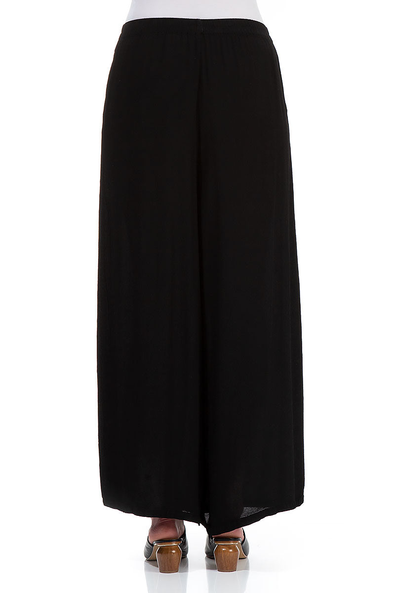 Wide Black Viscose Trousers 2