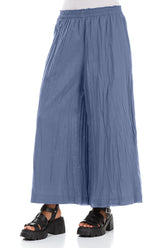 Wide Blue Nova Crumpled Cotton Trousers 3