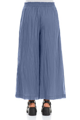 Wide Blue Nova Crumpled Cotton Trousers 2