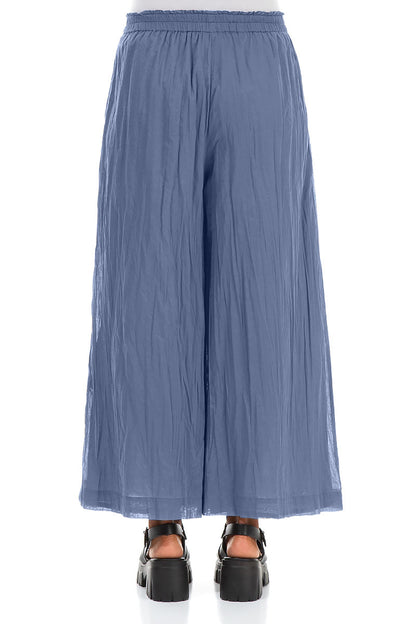 Wide Blue Nova Crumpled Cotton Trousers 2