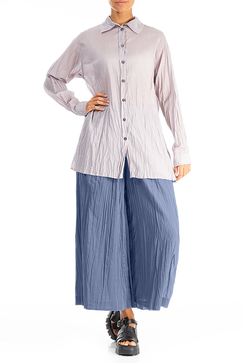 Wide Blue Nova Crumpled Cotton Trousers 4