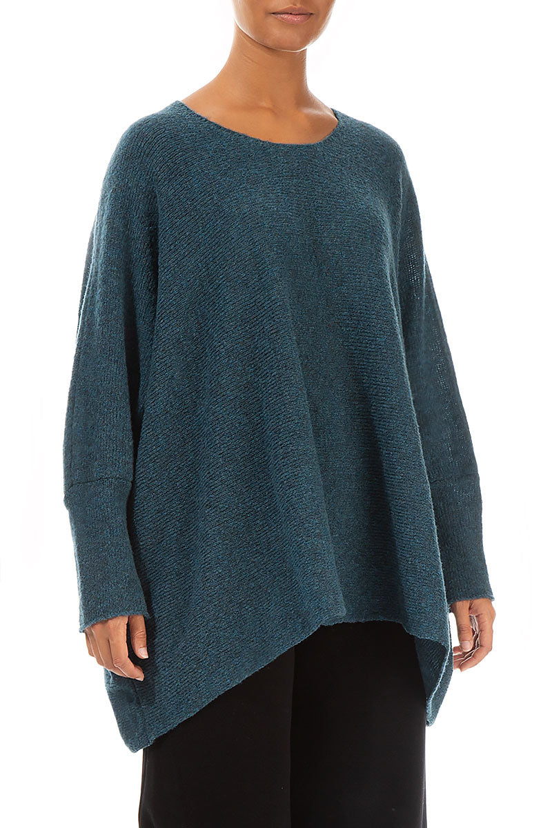 Wide Boxy Teal Wool Sweater 3