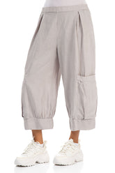 Wide Cropped Beige Linen Trousers 3