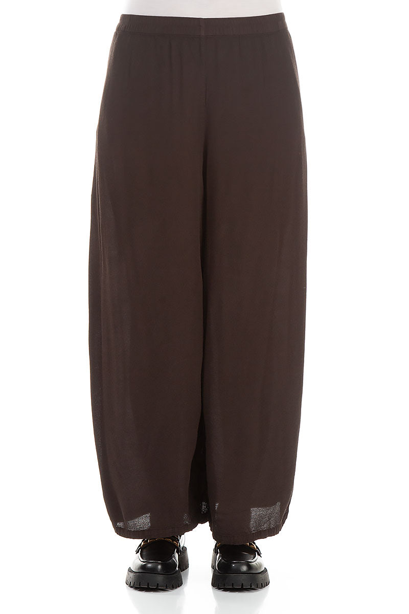 Wide Cropped Forest Brown Viscose Trousers 1
