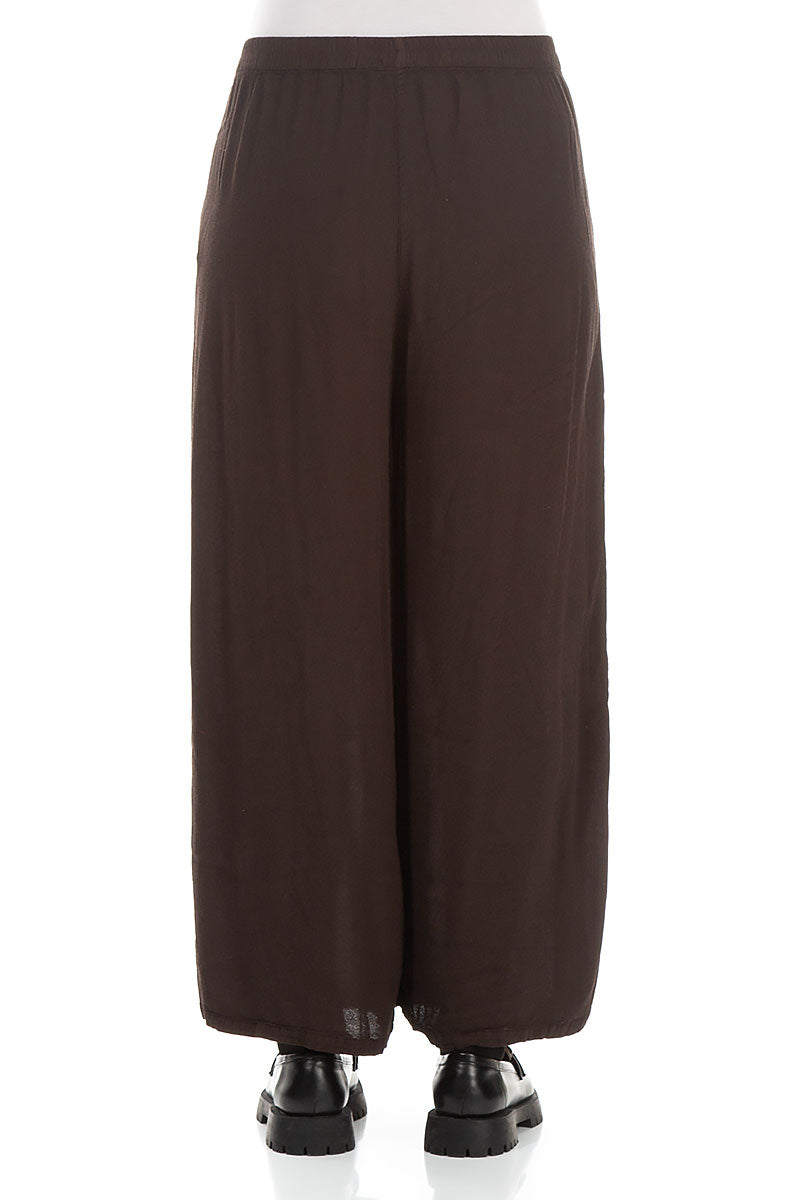 Wide Cropped Forest Brown Viscose Trousers 2