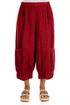 Wide Cropped Red Gauze Linen Trousers 1