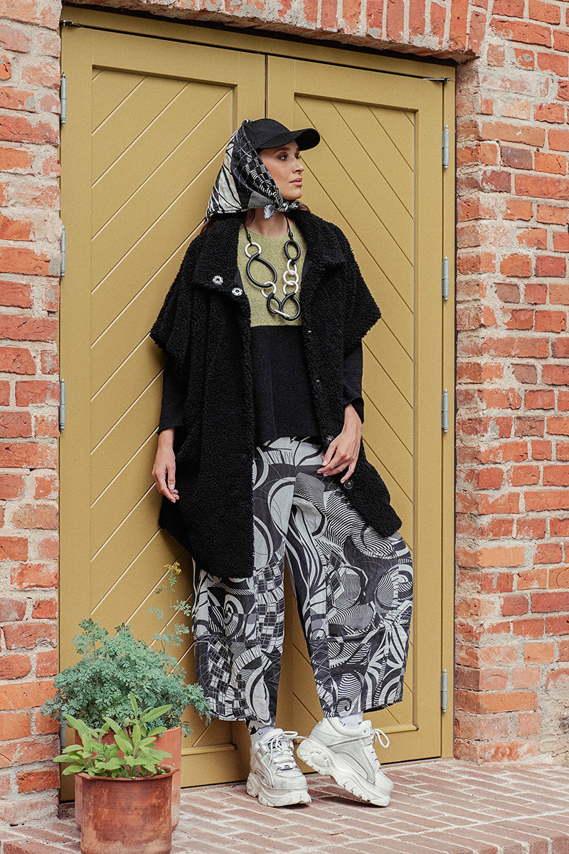 Wide Cropped Textured Orbit Silk Linen Trousers