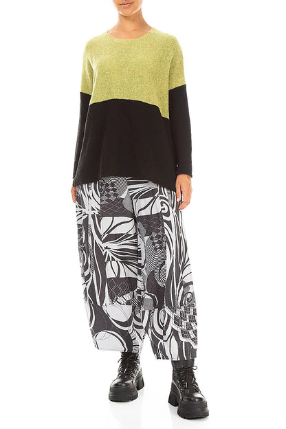 Wide Cropped Textured Orbit Silk Linen Trousers