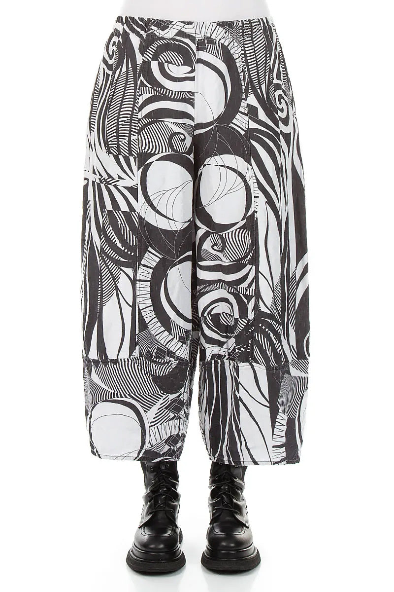 Wide Cropped Textured Orbit Silk Linen Trousers