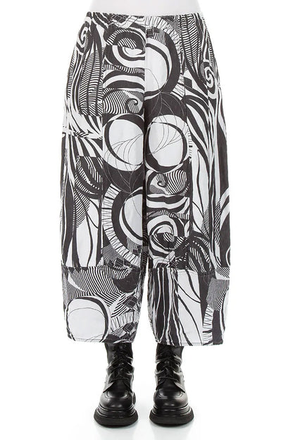 Wide Cropped Textured Orbit Silk Linen Trousers